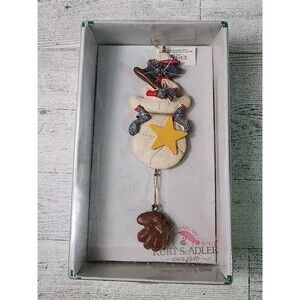 Vintage Kurt S. Adler Christmas Ornament Kitty Whiskers Baseball 4" w/ Box